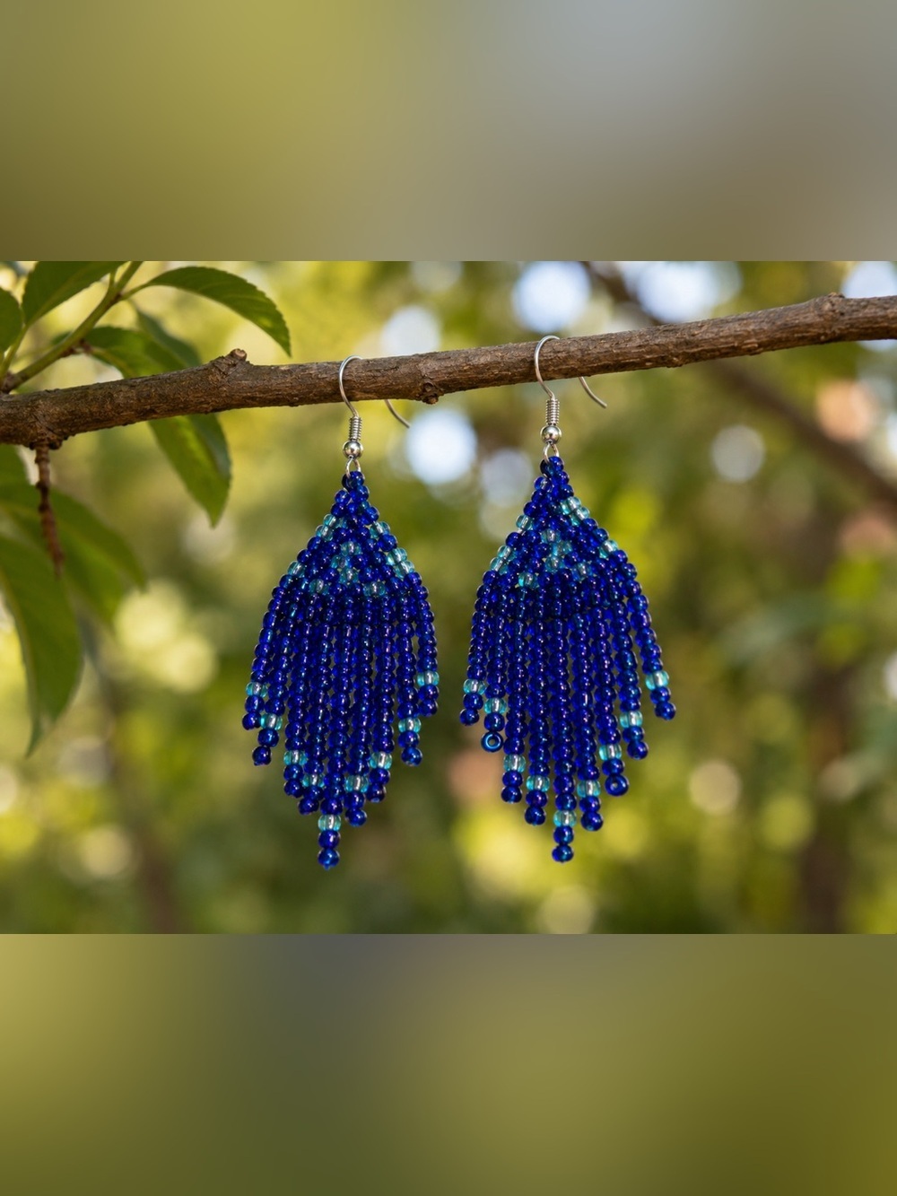 Multicolor Beaded Fringe Earring set - Picture 4 of 7